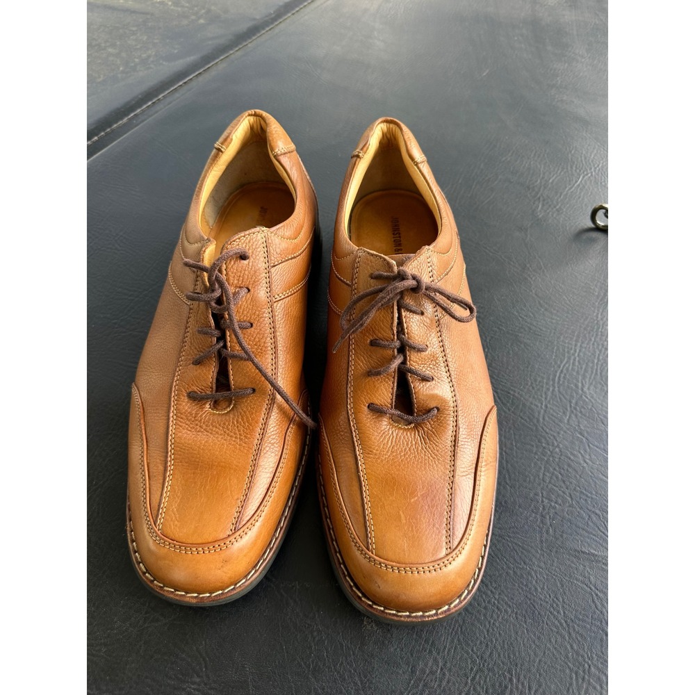 Johnston & Murphy Mens Tan Leather Bicycle Toe Oxfords Dress Shoes 11.5 M 07231